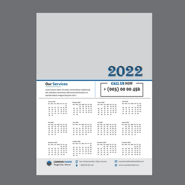 Şirket Takvim Tasarımı 2022 Şablon. Takvim 2022