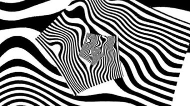 Kusursuz bir şekilde siyah-beyaz çokgen spiral tünel. Soyut canlandırılmış yineleme arkaplanı.