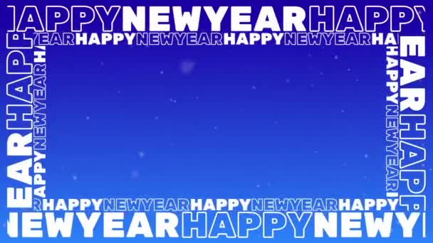 Naadloos Looping Nieuwjaar Typografie Frame Van Meerdere Felicitaties Happy New — Stockvideo