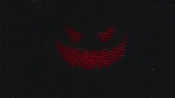 Looping Assustador Rosto Abóbora Halloween Com Efeitos Modulação Falha Fundo — Vídeo de Stock