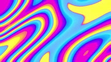 Mavi, pembe, sarı ve hızlı hareket eden soyut dalgalar. Canlandırılmış video arkaplan döngüsü.