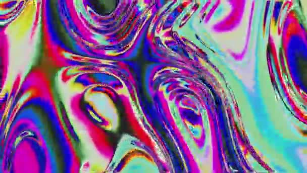 Liquid Pink Green Yellow Blue Waves Animated Abstract Background Loop — Video Stock