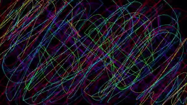 Seamless Looping Multi Colored Pen Scribbles Black Backdrop Animated Overlay — Vídeo de Stock