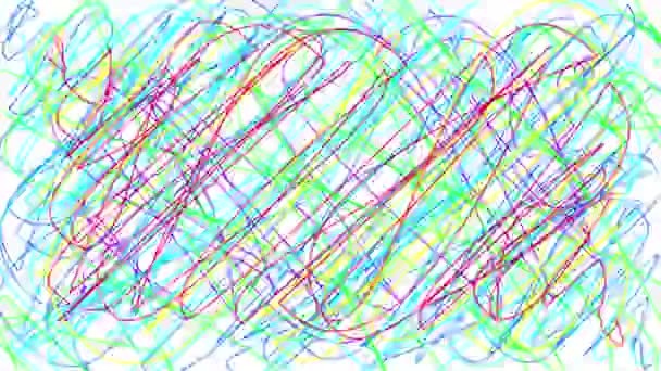 Naadloze Looping Kleurrijke Pen Krabbels Witte Achtergrond Deze Geanimeerde Overlay — Stockvideo
