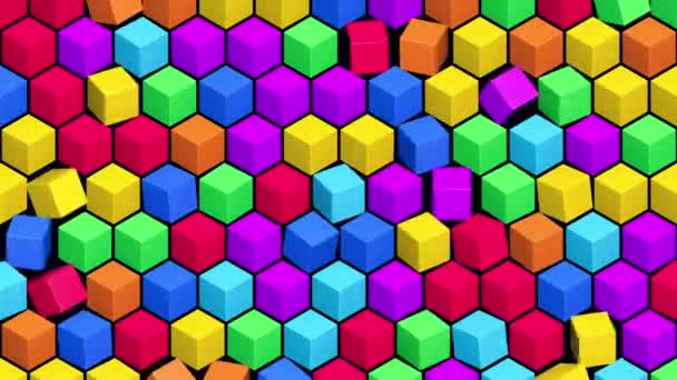 Обертання Різнокольорових Ізометричних Кубів Анімовані Відео Фонова Петля — стокове відео