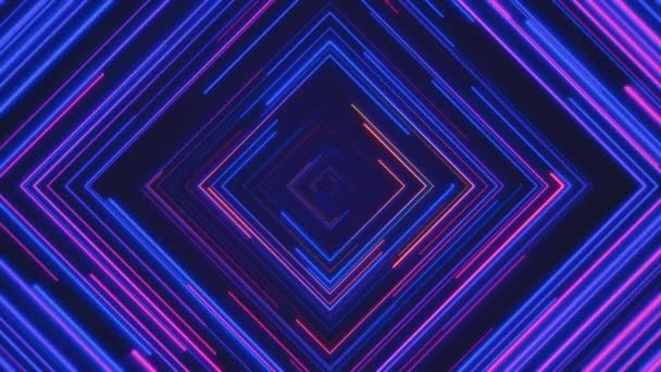 Абстрактный Высокотехнологичный Квадратный Тоннель Синих Розовых Тонких Линий Цикл Анимированного — стоковое видео