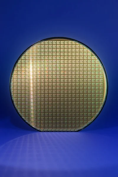 Silicon wafer with reflected chip grid — Stock Photo, Image