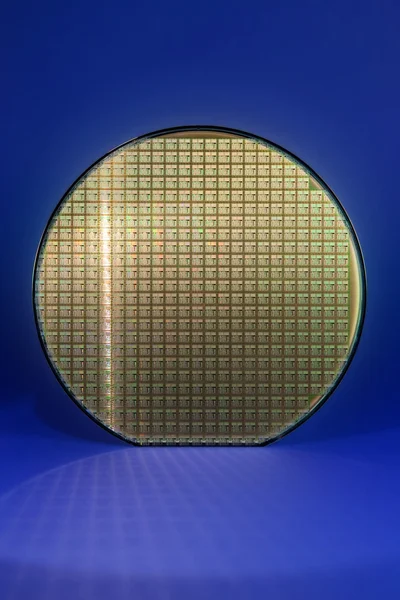 Silicium wafer met gereflecteerde chip raster Rechtenvrije Stockafbeeldingen