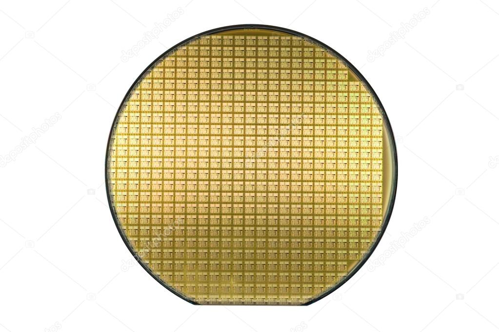 Wafer on white background with clipping path