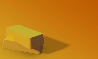 Pembe arka planda sarı ve kahverengi bir karton kutunun 3D görüntüsü