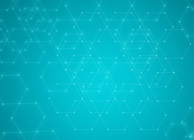 Altıgen ve noktalı soyut bir arkaplan. Teknoloji konsepti 3d illüstrasyon