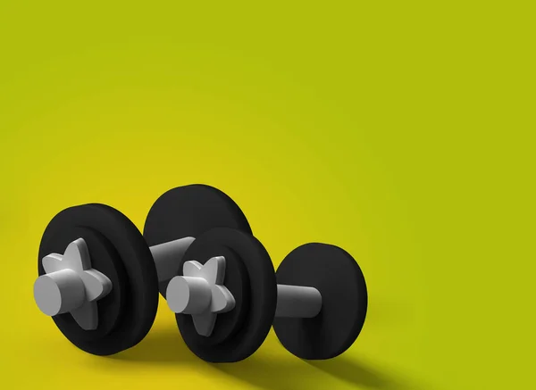 Barbell Yellow Background Illustration — Stock fotografie