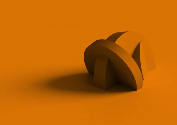 黄色の背景にオレンジ色のハロウィーンのカボチャのアイコンが隔離されています ミニマリズムの概念です 3Dイラスト — ストック写真