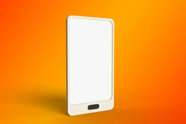 黄色の背景で隔離された空白の画面を持つスマートフォン 3Dイラスト — ストック写真