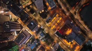 Hong Kong şehrinin merkez bölgesindeki hava görüntüsü.