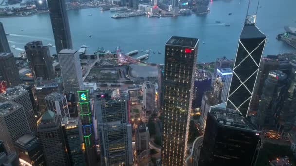 Съемки Воздуха Центральном Районе Гонконга — стоковое видео