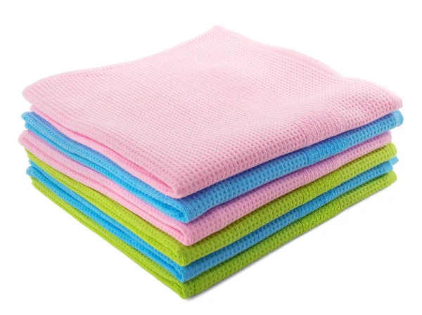 Colorful waffle towels isolated on white — Stock Photo, Image