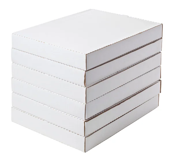 Cajas de cartón blanco aisladas en blanco — Foto de Stock