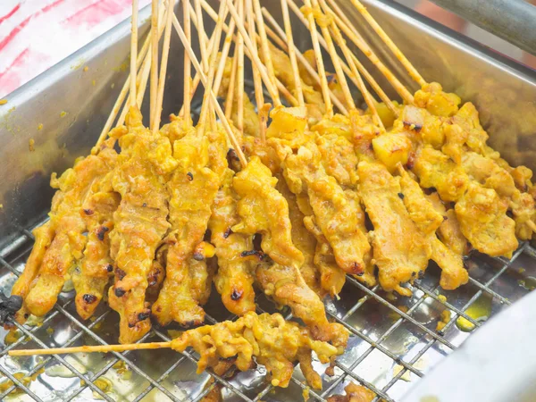 Grilled pork satay in a tray — Stock Photo, Image