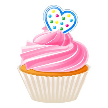 Mavi kalp ile cupcake