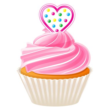 Mavi kalp ile cupcake