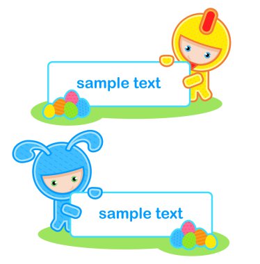 çocuklar ve afiş. Paskalya.