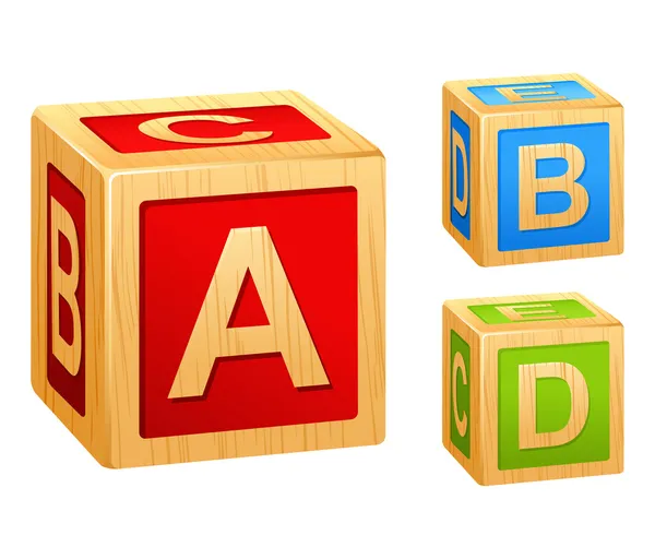 Cubos del alfabeto con letras A, B, C — Vector de stock