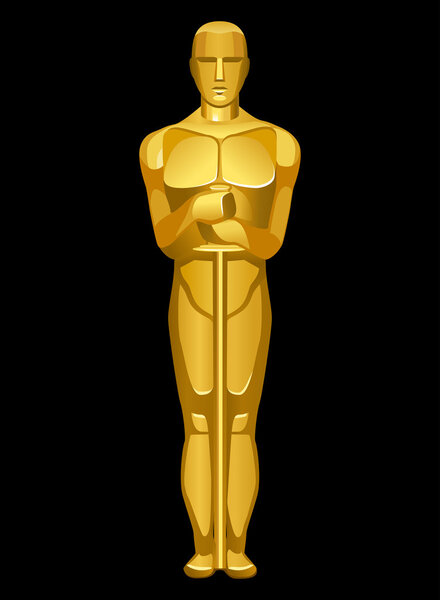 Oscar statue on bklack