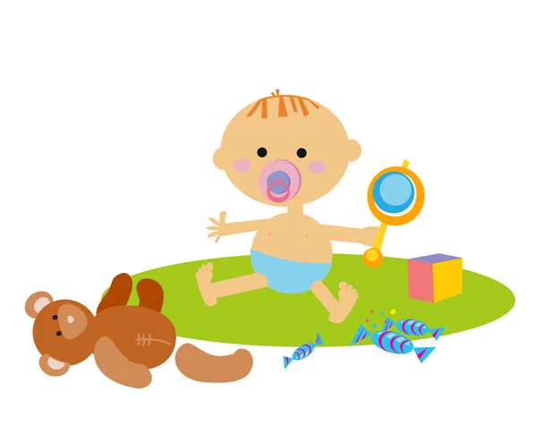 Baby with toys — Stock Vector