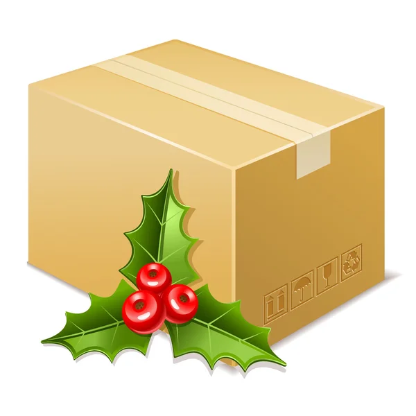 Christmas box pictogram. Maretak — Stockvector