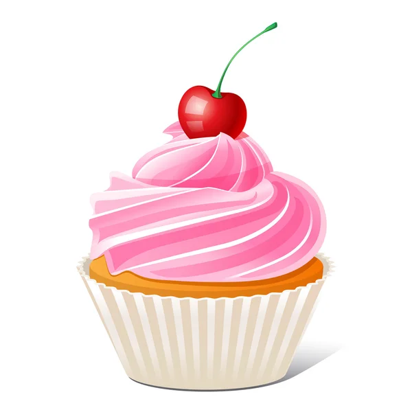 Cupcake con cereza — Vector de stock