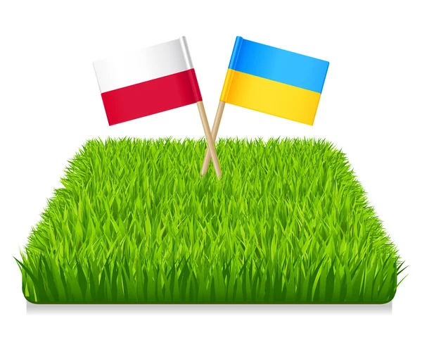 Flags toothpick Ukraine and Poland. — Stock Vector