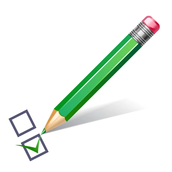 Groene potlood met checklist — Stockvector