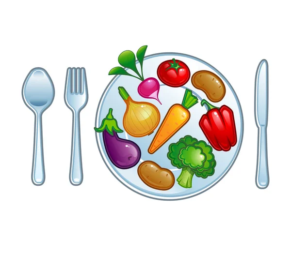 Plate with vegetables — Stock Vector