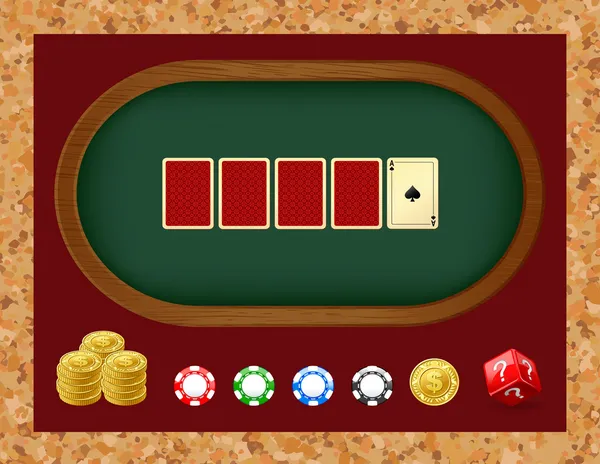 Pokertafel met kaarten. gokken chip — Stockvector