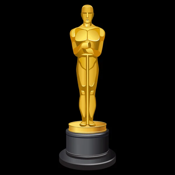 Oscar statue on black — Stock Vector