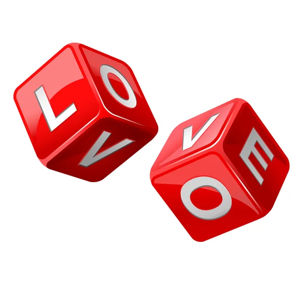 Red dice. Love — Stock Vector