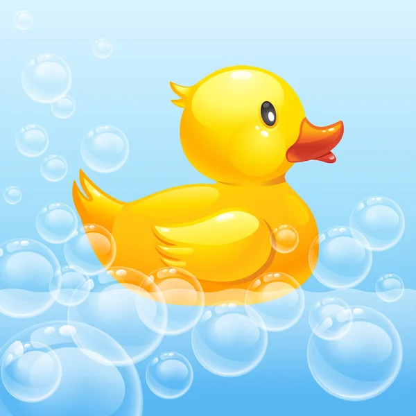 Rubber duck in blue water. — Stock Illustration Rubber duck in blue water. Stock Vector