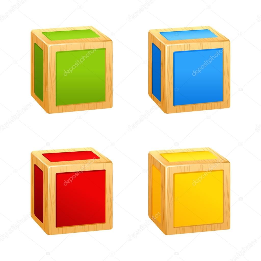 Colored wooden cubes icon. box