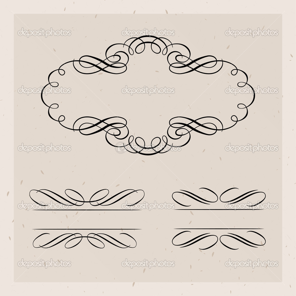 Illustration of set of vintage design elements