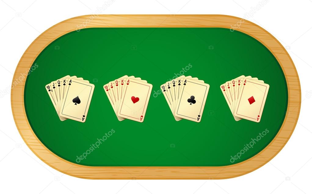 Vector illustration of poker table with cards