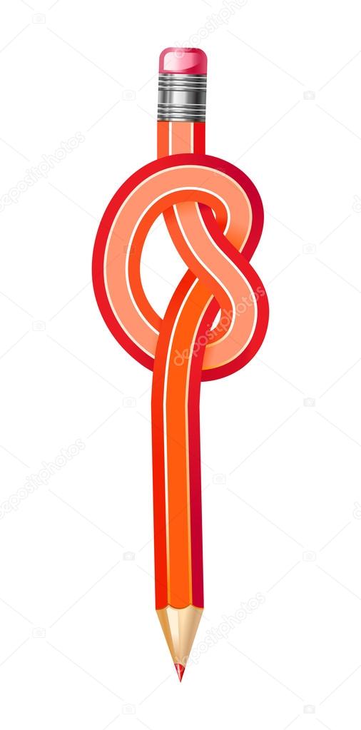 Vector illustration of knotted pencil