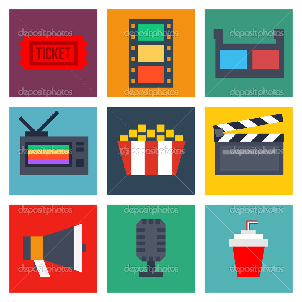 Set of movie design elements and cinema icons