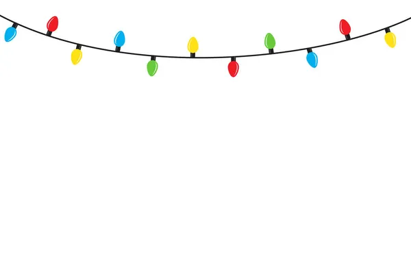 Christmas lights bulbs isolated on white card — Stock Vector
