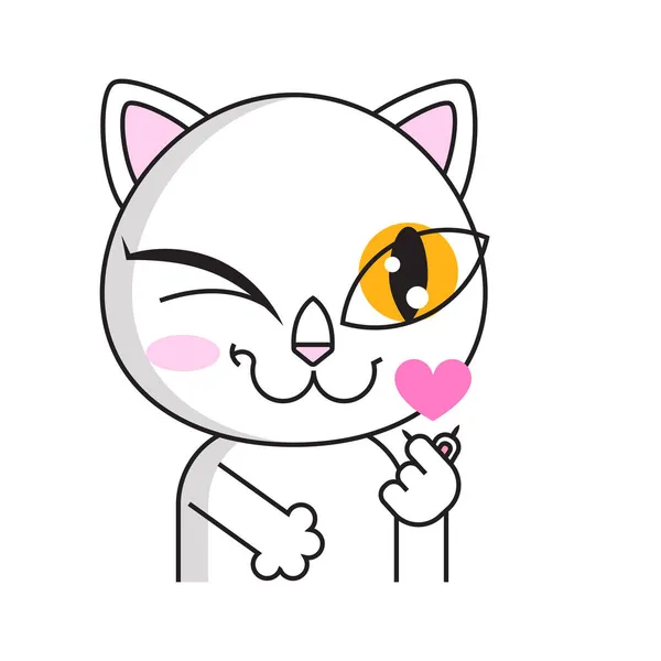 O gato adora k pop. Coração de mão símbolo coreano — Vetor de Stock