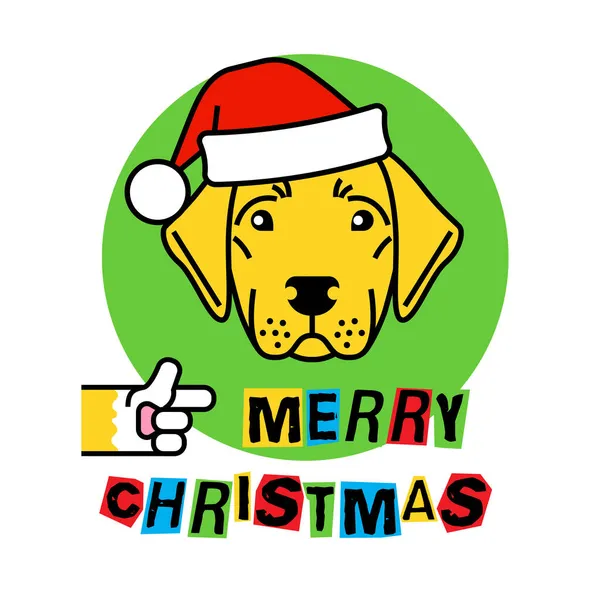 Labrador en sombrero de Navidad. Labrador retriever perro — Vector de stock