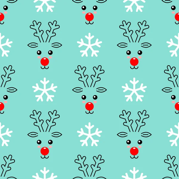 Weihnachten Hirsch nahtlose Muster. Niedlicher Hirschschnee — Stockvektor