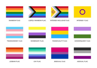 LGBTQ Pride Flags. LGBT community. Sexual identity clipart