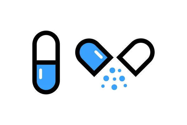 Pills icon isolated on white. Pill icon vector — Stock Vector