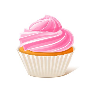 Kek ikonu. Pembe kek kekli tatlı.
